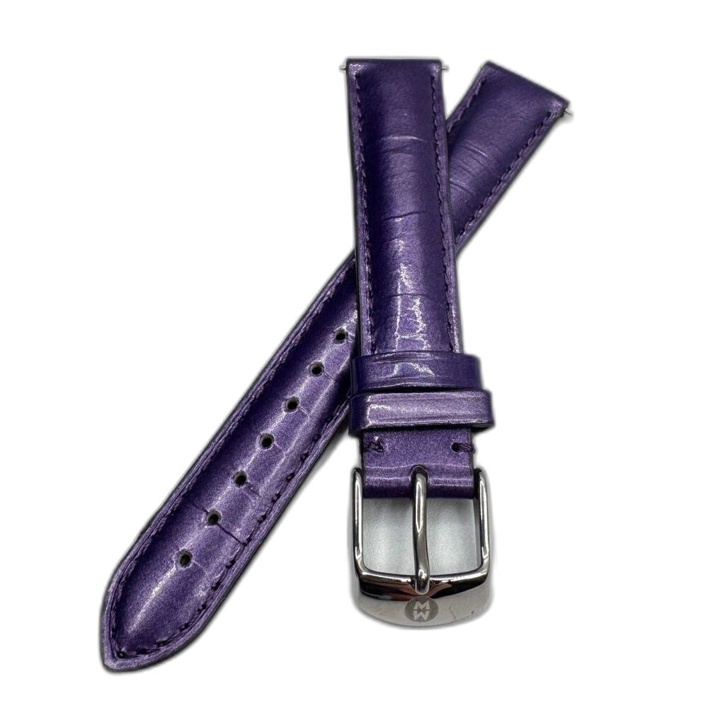 Michele 16mm Genuine Leather Purple Replacement Band Silver Buckle